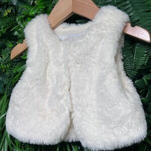 Rachel Zoe Baby Girls Vest 18M Cream Faux Fur  3340